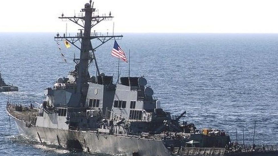 The damaged USS Cole