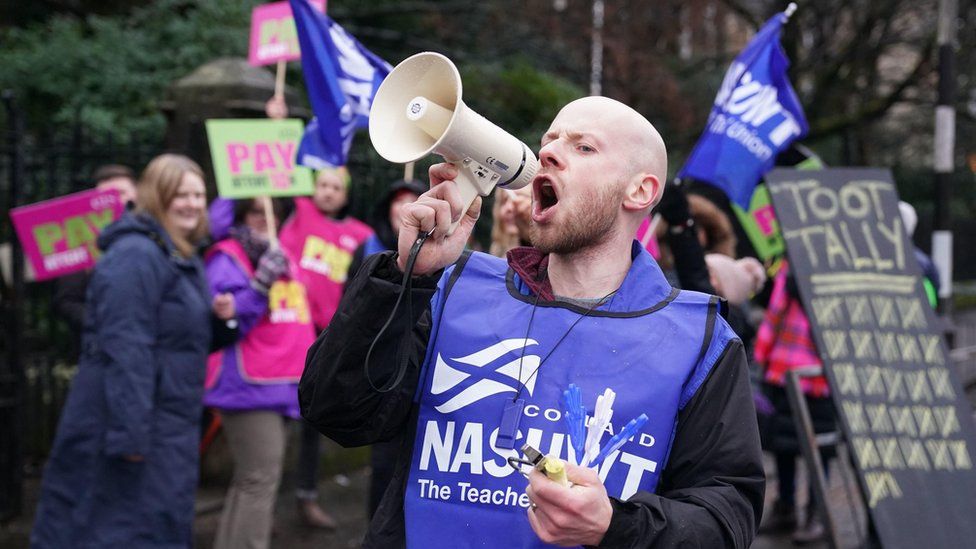 Teachers on strike in Scotland