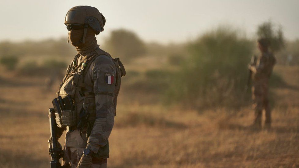 A French soldier in Burkina Faso, pictured in November 2019