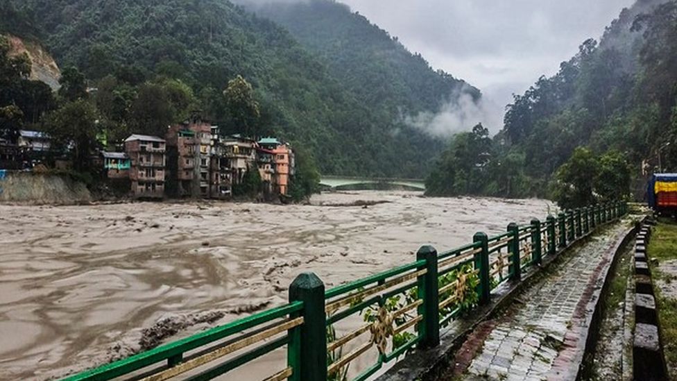 River in spate in Sikkim
