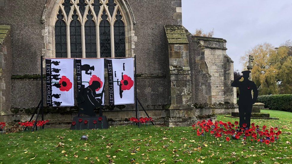 Remembrance display at St Nicholas Church in Keyingham