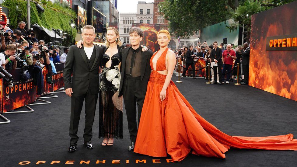 Matt Damon, Emily Blunt, Cillian Murphy and Florence Pugh arrive for the UK premiere of Oppenheimer, at the Odeon Luxe, Leicester Square in London
