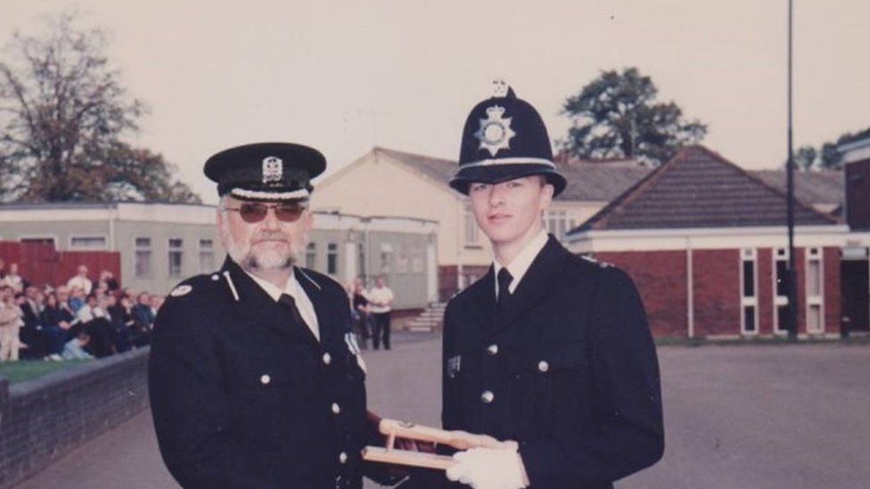 Ali Livingstone at Ashford Police Training College in 2001 when he was awarded the Baton of Honour for being the top student.