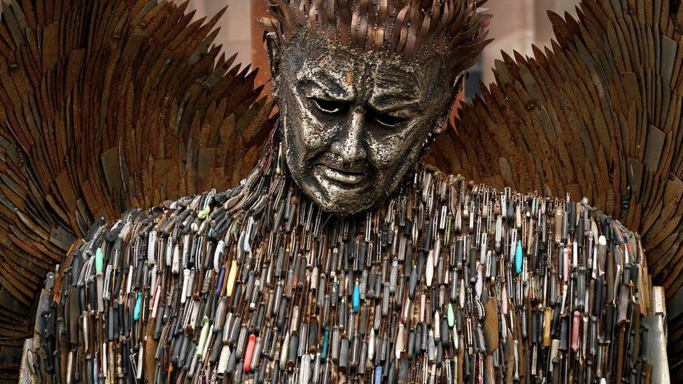 Knife Angel sculpture, made of 100,000 knives