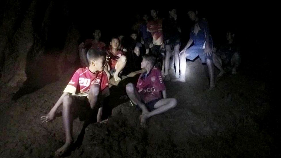 A still of the Thai boys found in the cave