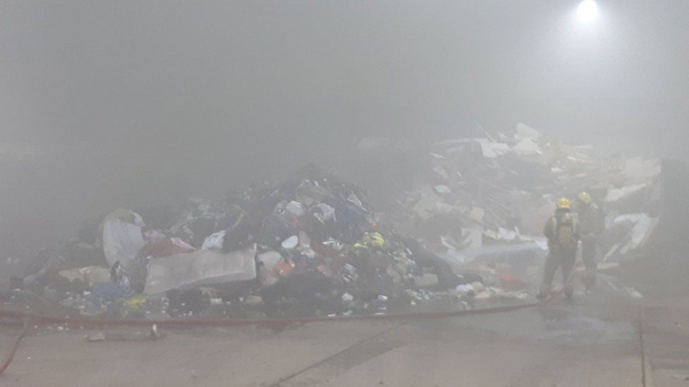 Fire at a recycling centre in Norwich.