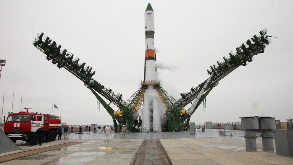 The Progress MS-06 mission on the launch pad at Baikonur