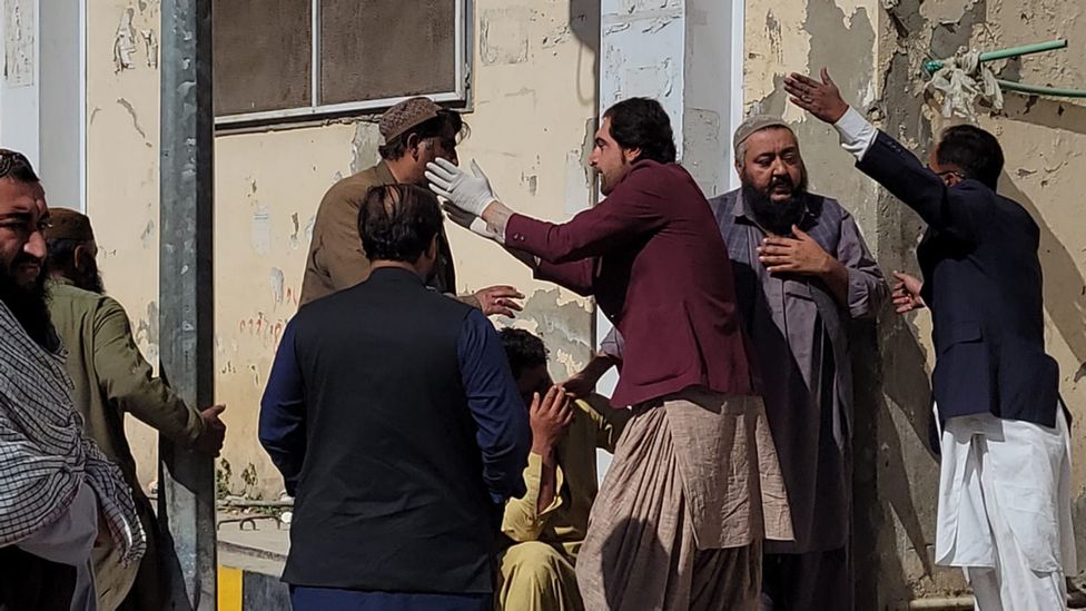 Scenes outside a hospital in Quetta in the province of Balochistan.