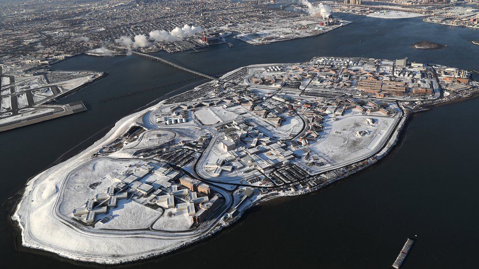 Rikers Island in the snow