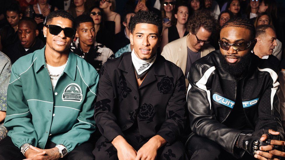 England footballers Marcus Rashford and Jude Bellingham joined NBA star Jaylen Brown on the celebrity-filled front row