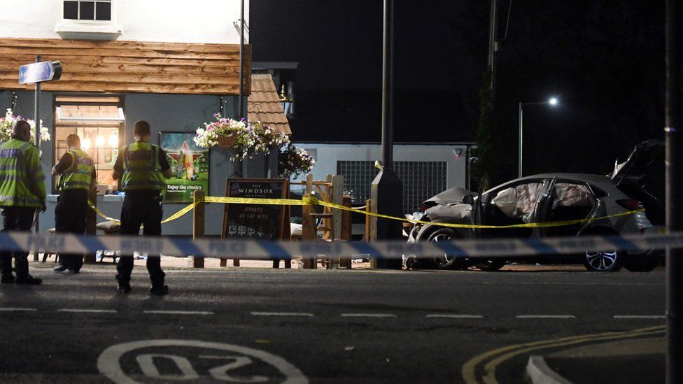 A car crashed into the side of the pub