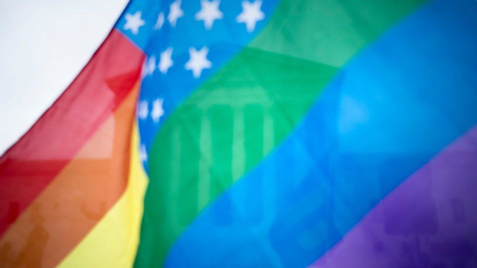 Pride flag seen flying in from of US Supreme Court