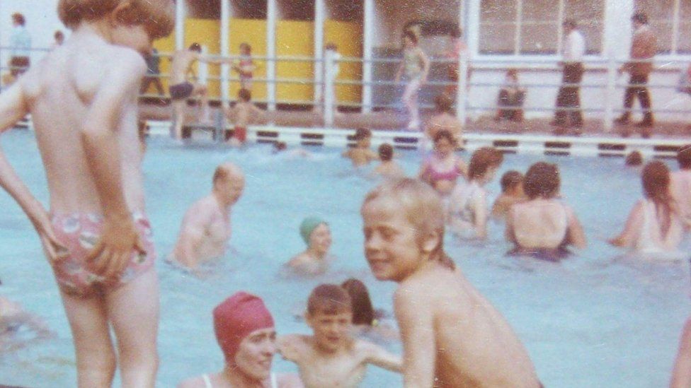 Swimmers enjoy the open air pool in Bailey Park in 1972