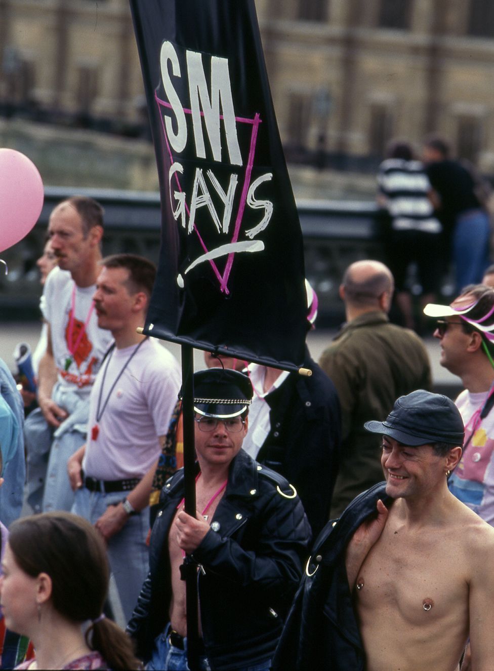 People attend the Pride march in 1991