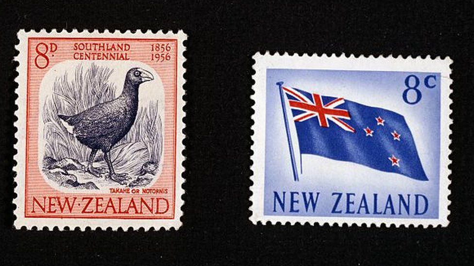 Takahe on postage stamp in New Zealand