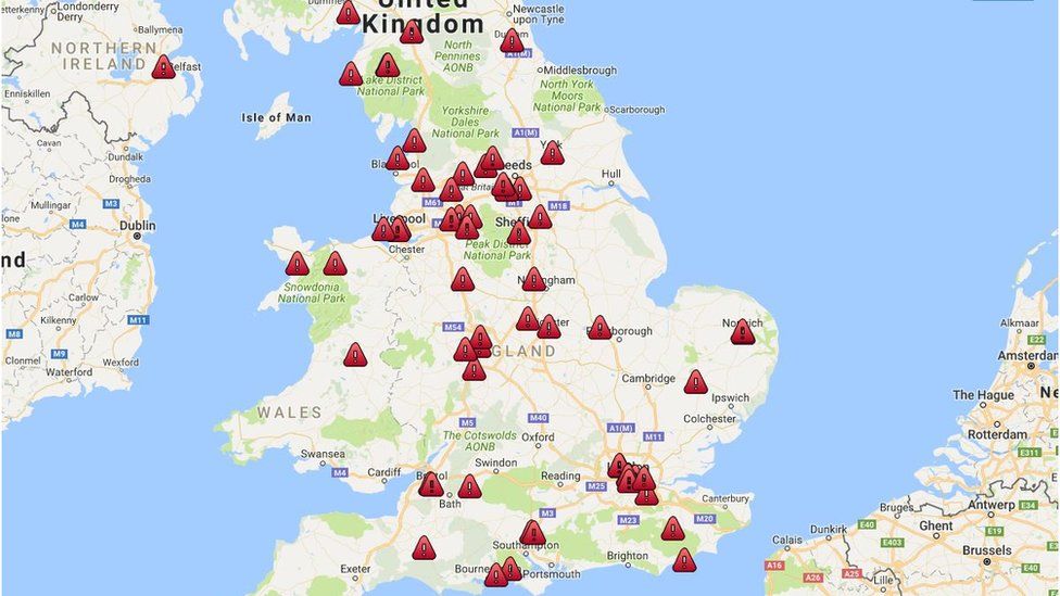 Map of museum closures in England