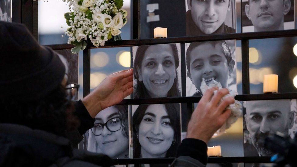 Pictures of the jet victims on display in Toronto, Ontario, Canada in January 2022