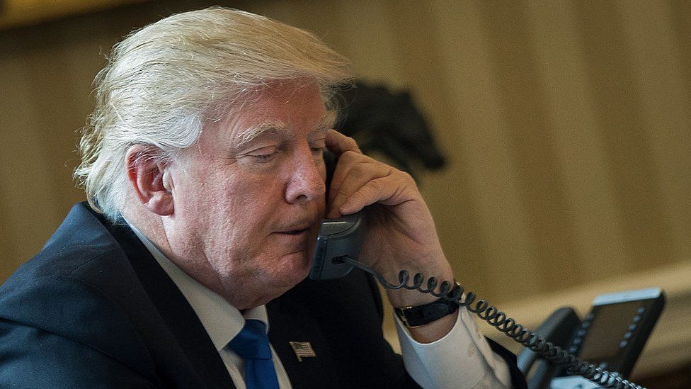 President Donald Trump speaks on the phone with Australian Prime Minister Malcolm Turnbull on 28 January.
