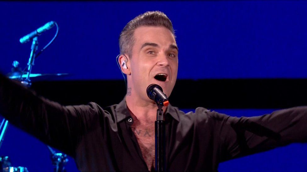 Robbie Williams staged a televised New Year's concert at the Central Hall Westminster in London