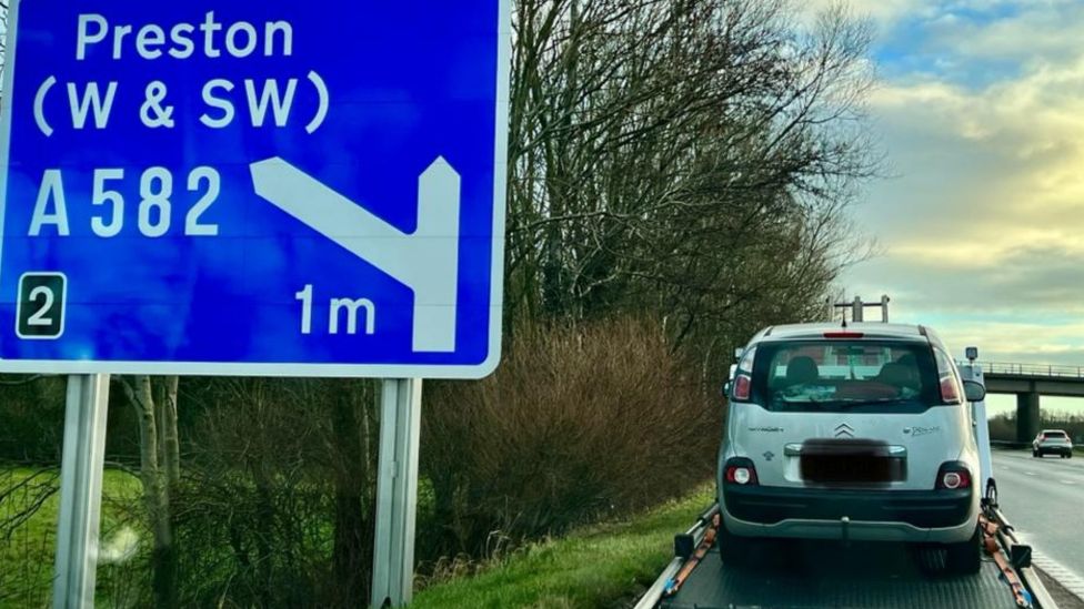 The learner was stopped while driving on the M55 motorway