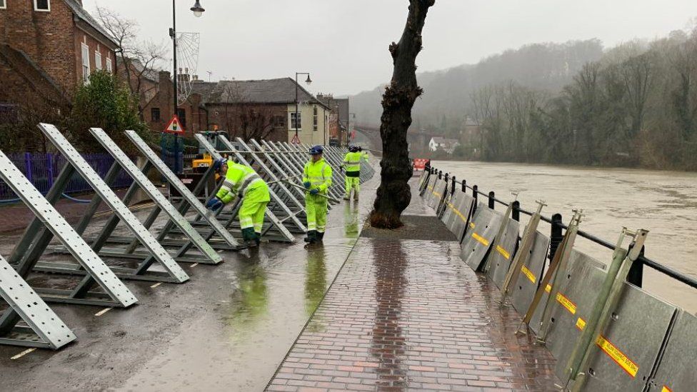 Flood barriers in Ironbridge