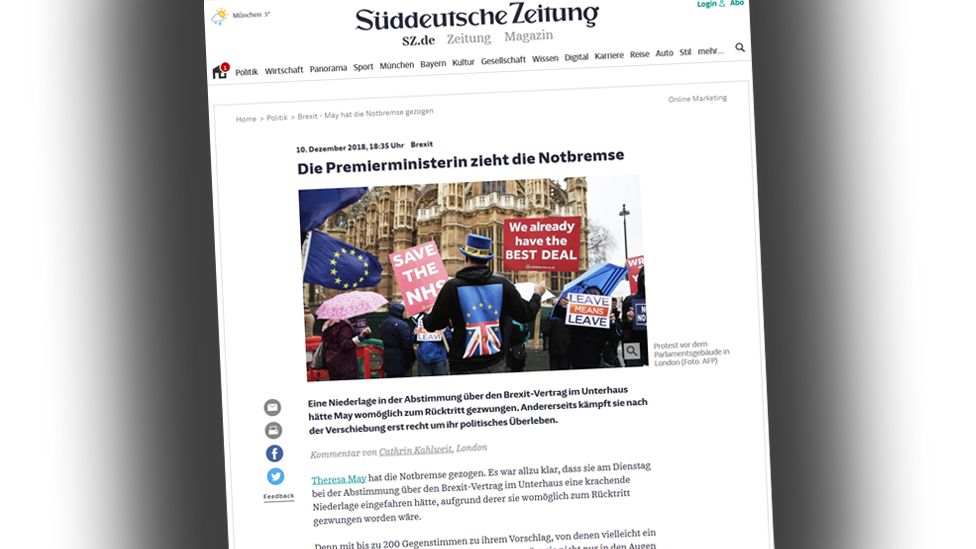 Screengrab from Sueddeutsche Zeitung website