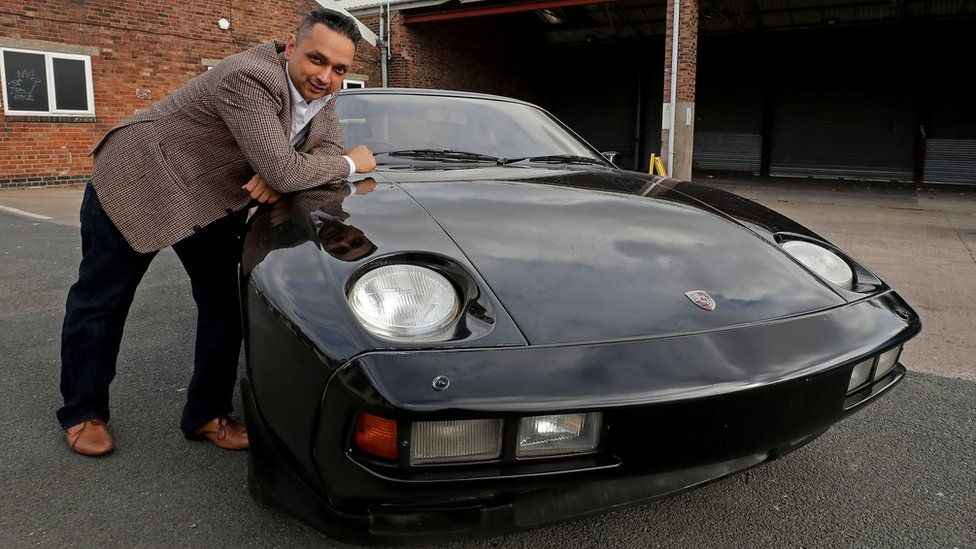 Raj Sadha with George Harrison's porsche