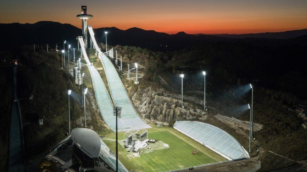 The ski jumping venue of the Pyeongchang 2018 Winter Olympic games, South Korea