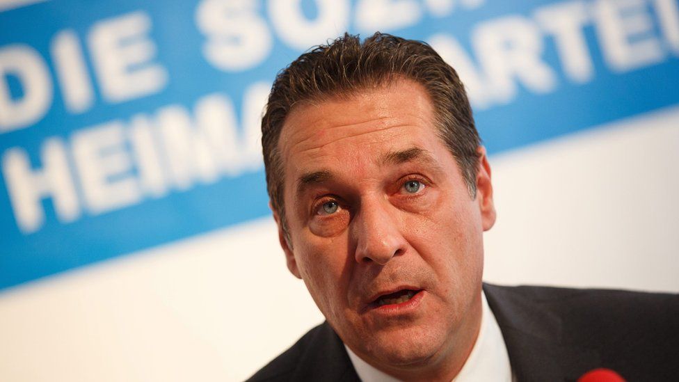 The leader of right-wing Austrian Freedom Party (FPOe) Heinz Christian Strache during a news conference in Vienna, Austria, on 8 June 2016
