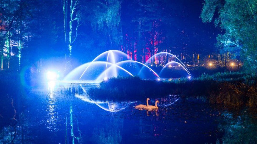 In Pictures: Enchanted Forest light show opens to public - BBC News