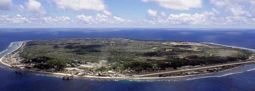 An aerial shot of the island of Nauru