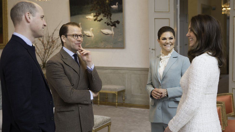 The Duke and Duchess of Cambridge with Crown Princess Victoria and Prince Daniel of Sweden