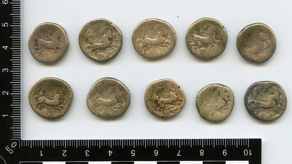 Ten of the 40 Iron Age gold coins