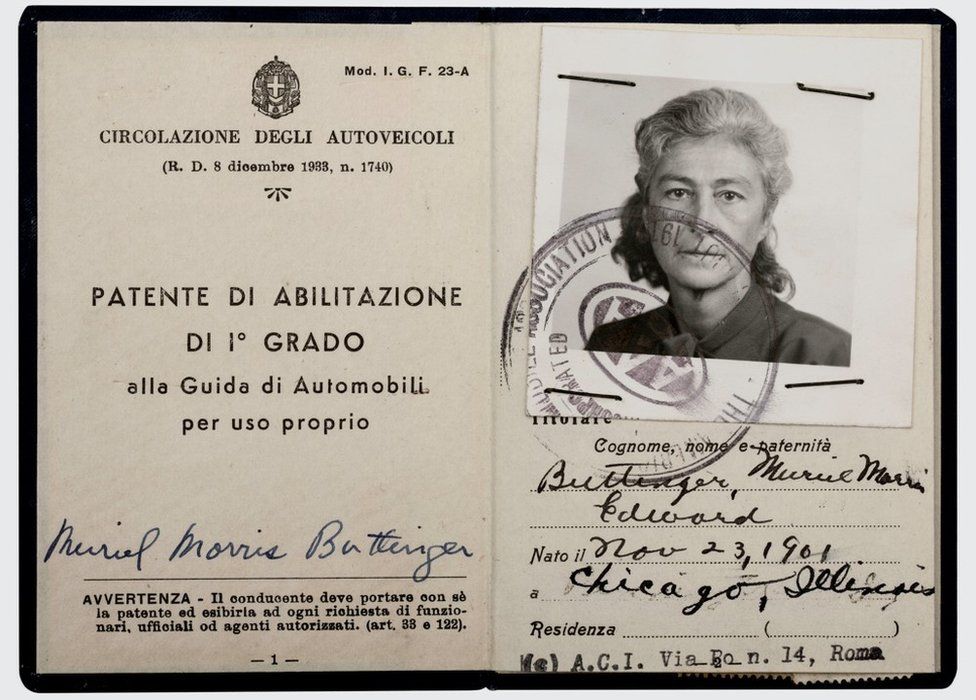 Muriel Gardiner Italian driving licence 1950