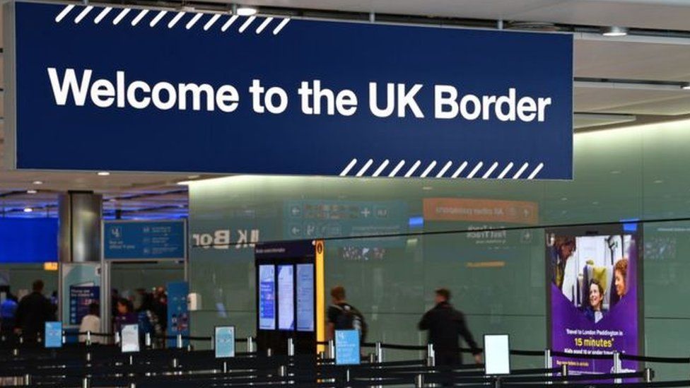 UK border sign in an airport