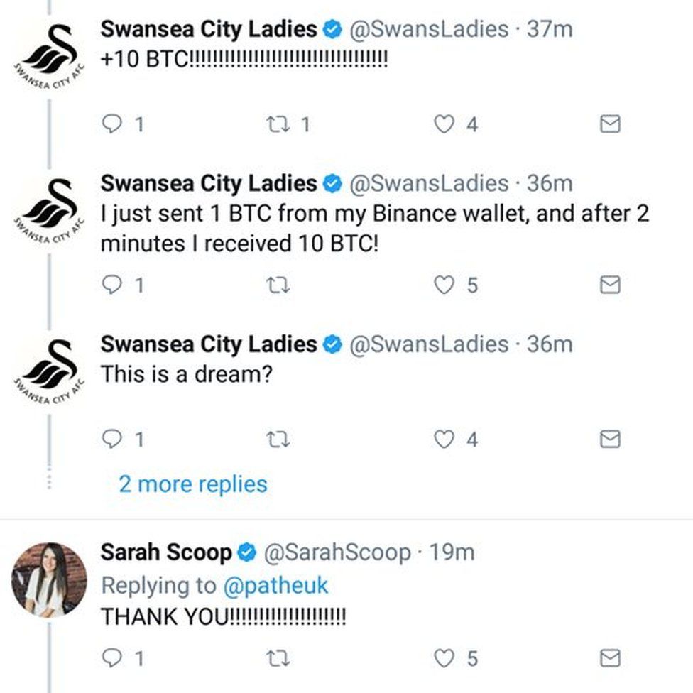Twitter accounts claim the bitcoin scam is working