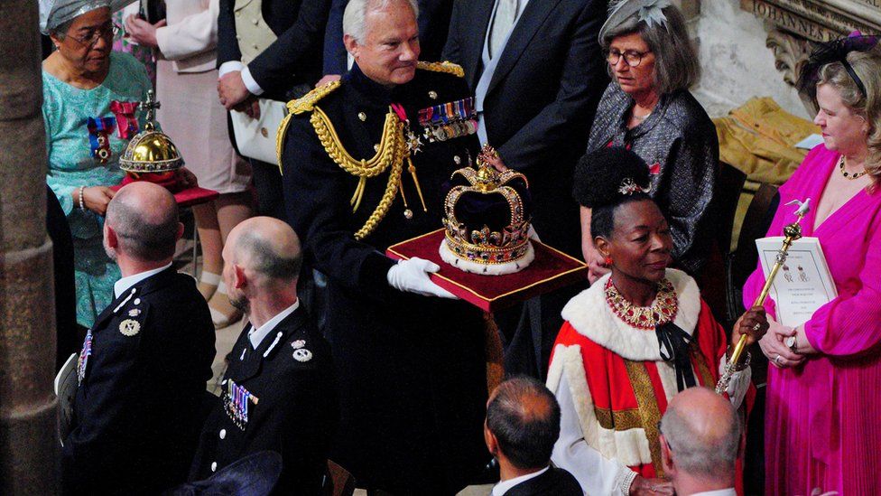Dame Floella Benjamin in the procession for the King's coronation