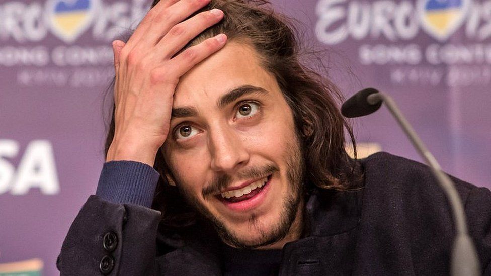 Salvador Sobral, the winning contestant from Portugal, at the winner's press conference at the Eurovision Grand Final on May 14, 2017 in Kyiv, Ukraine.