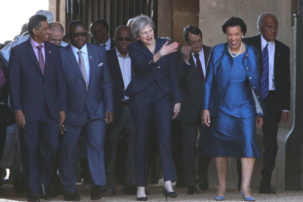 Theresa May with other heads of the Commonwealth