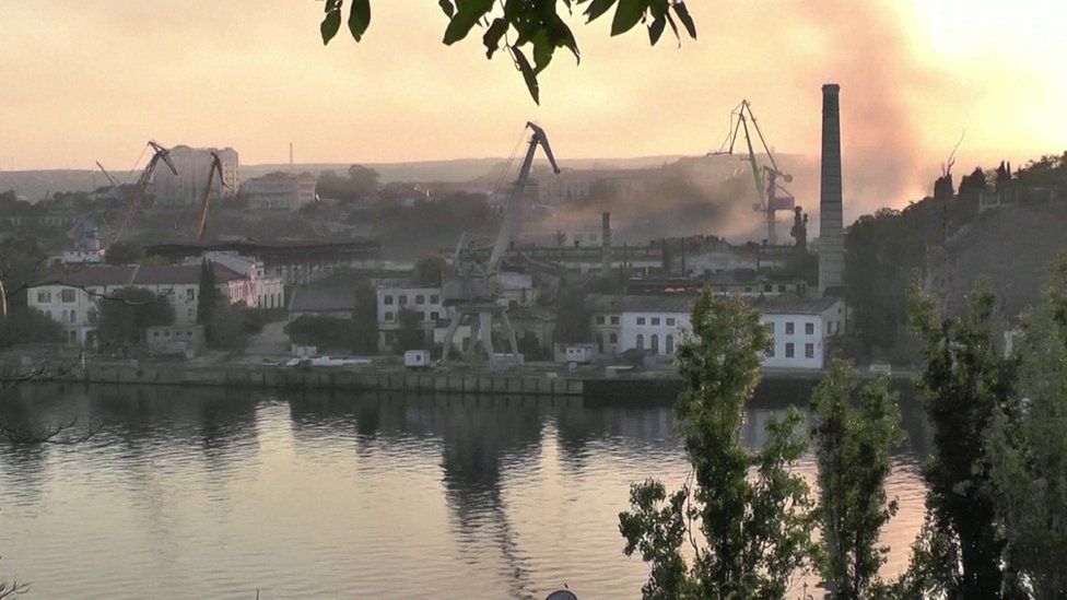 The aftermath of the attack at a Sevastopol shipyard