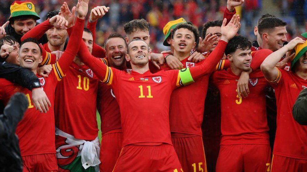 Gareth Bale leads Wales' celebrations