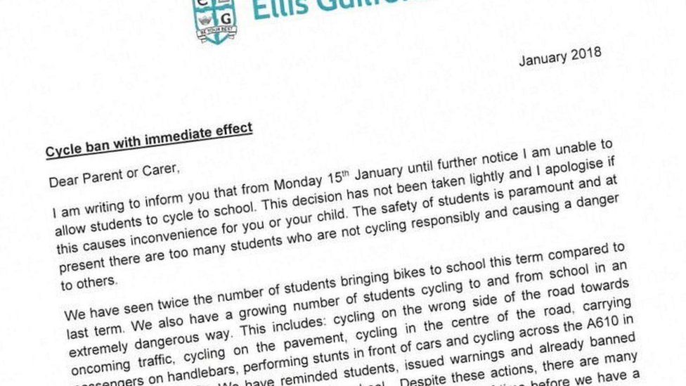 Letter from Ellis Guilford school head teacher