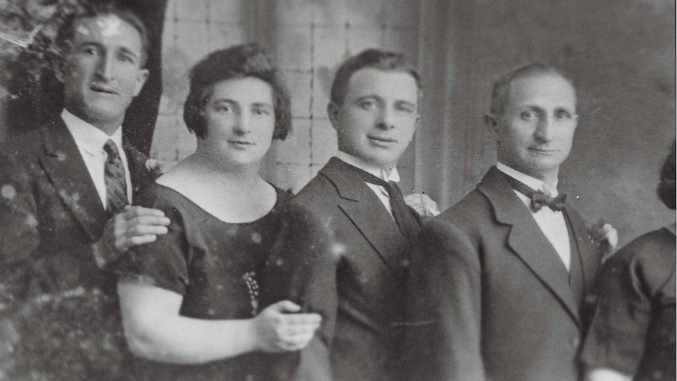 Belfast tailors Alec Leopold, Bea Leopold Freeman, Sam Freeman, and their father Philip Leopold