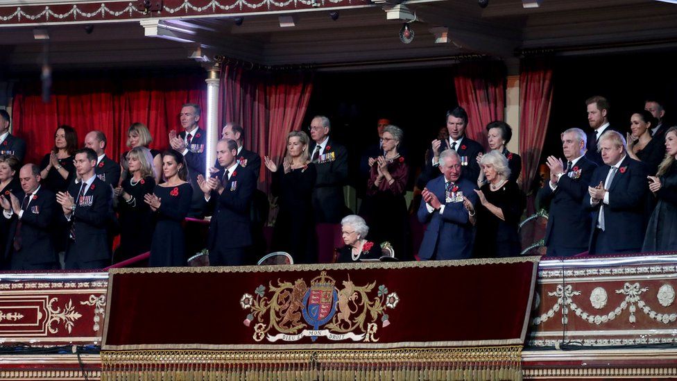 The Queen joined by other members of the Royal Family