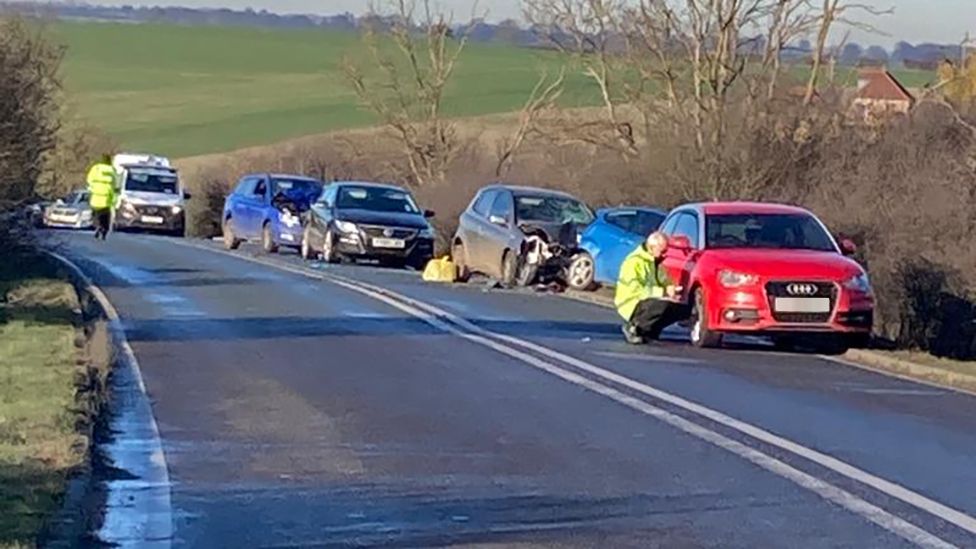 Lincolnshire road closed after crash involving several vehicles