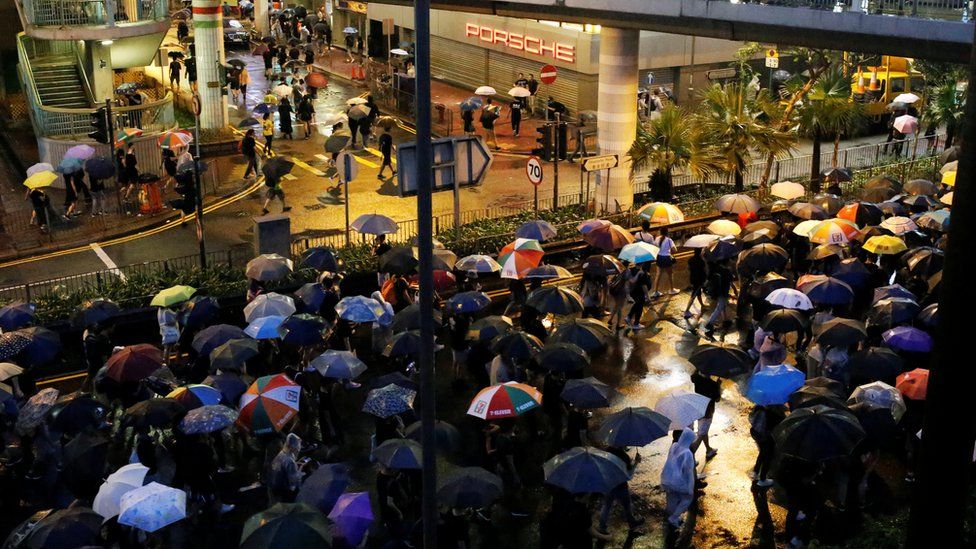 Protesters march to demand democracy and political reform, in Hong Kong, August 18, 2019