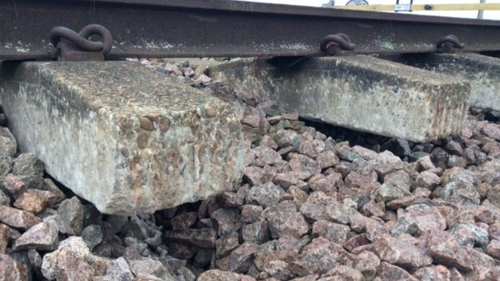 Damaged rail tracks between Billericay and Wickford