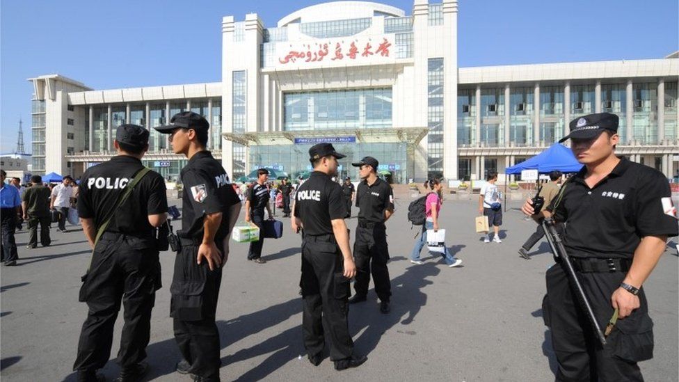 Police in Urumqi, Xinjiang (file image)