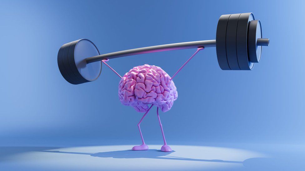 A brain lifting weights.