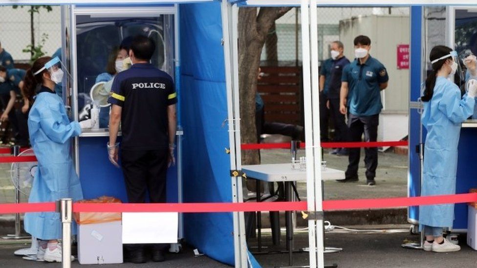Police undergo virus testing in Seoul, South Korea